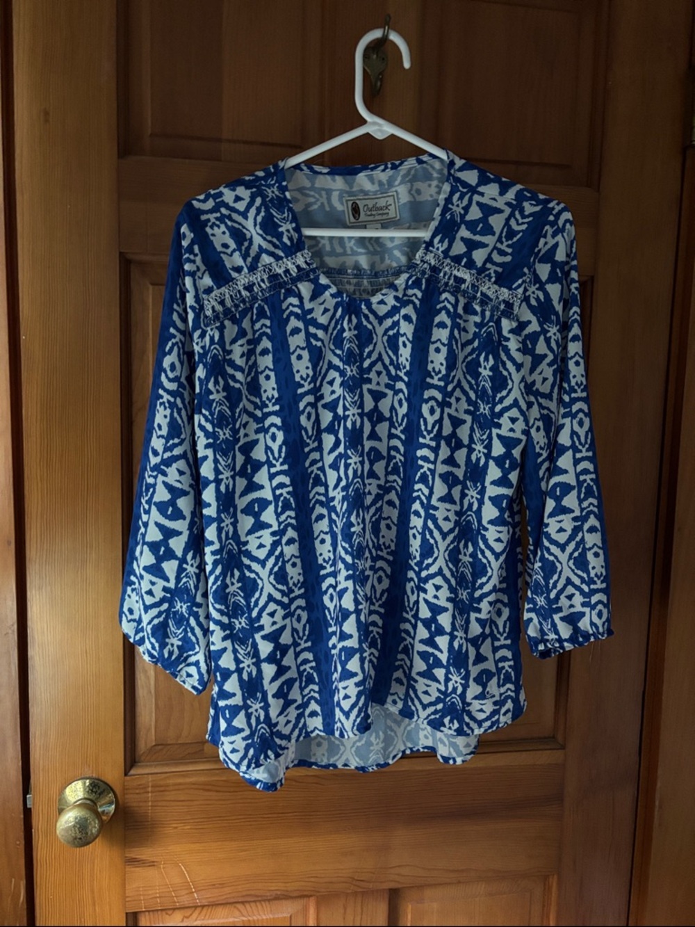 Wrangler Blue & White Printed Peasant Tunic
